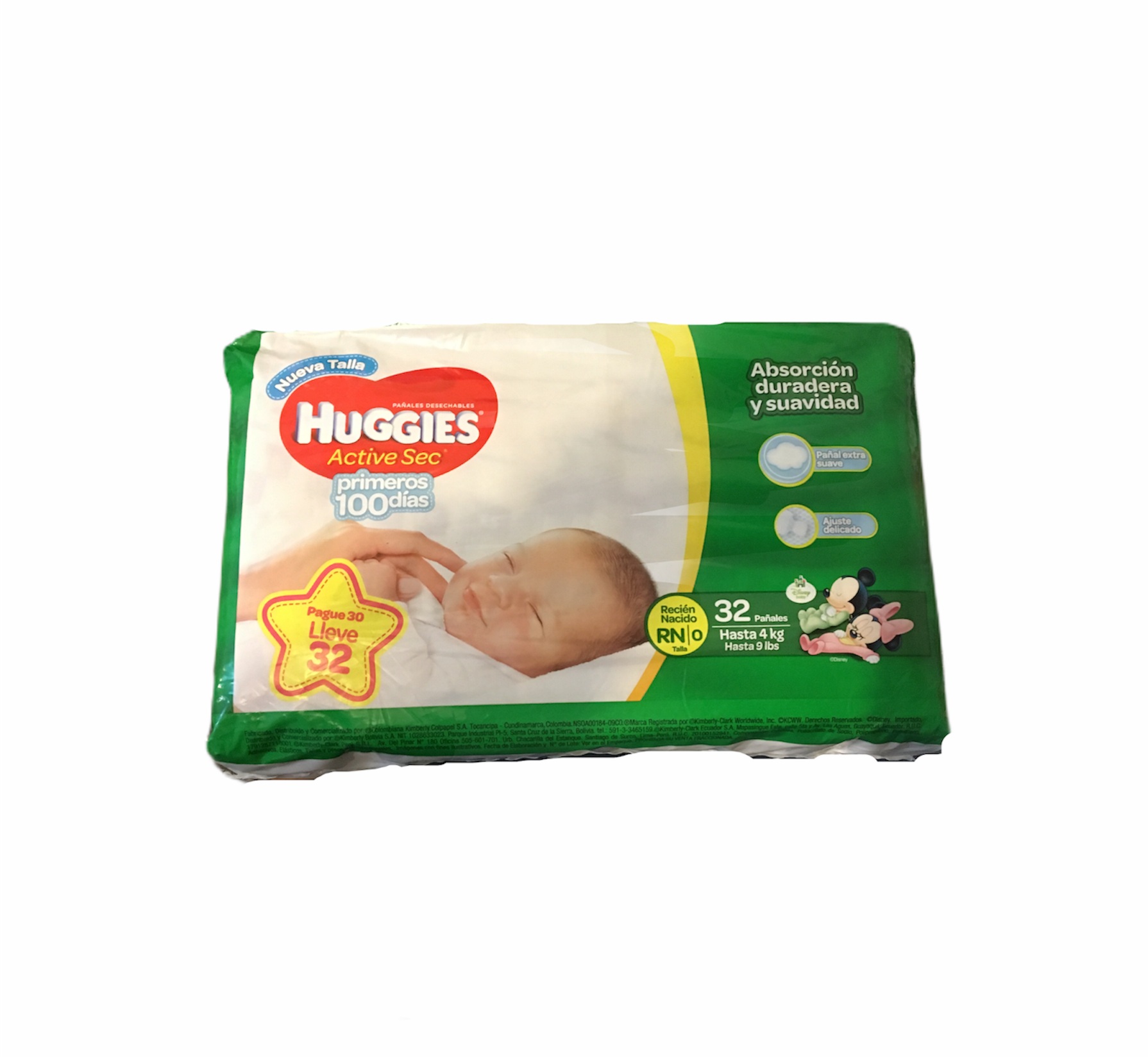 Pañal Huggies Active Recien Nacido 25und